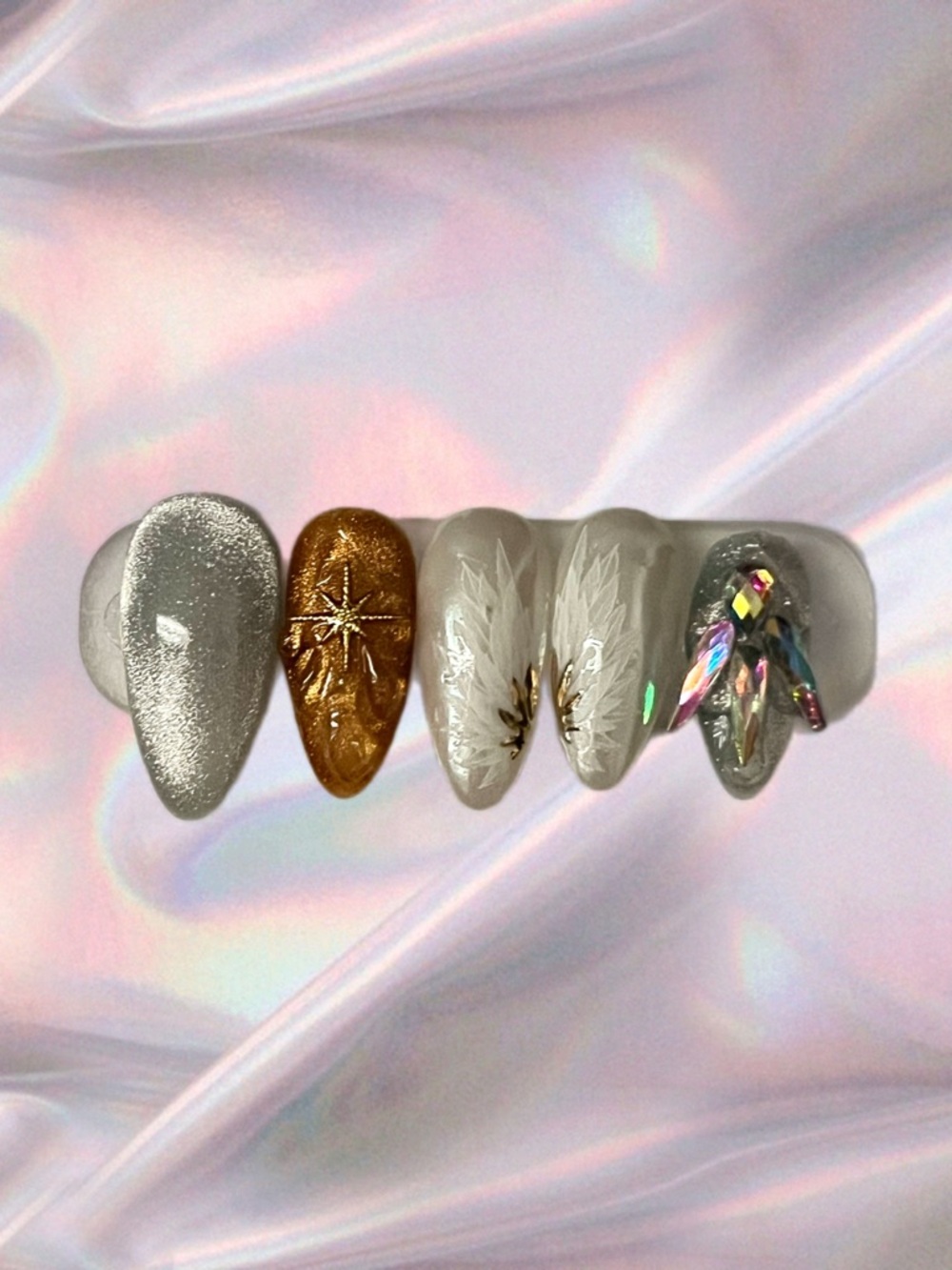 Celestial Angel Wing Press On Nails Gamer Girl Galaxy Star Set